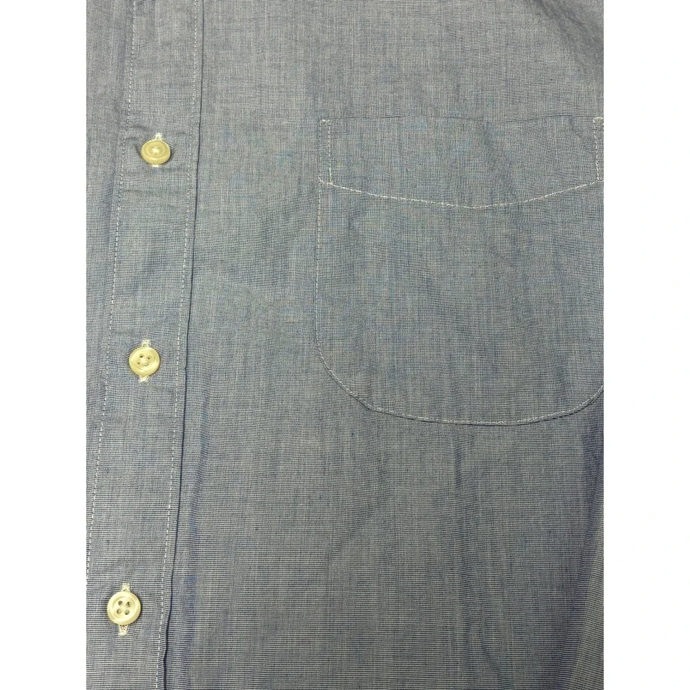 J. Crew Secret‎ Wash Shirt Mens Large Blue Organic Cotton Stretch Untucked Fit